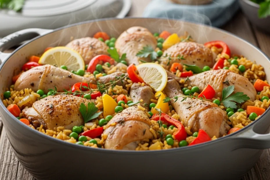 Frango com arroz de uma panela só